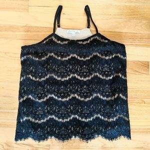 Cream Camisole with Black Lace Sleeveless Top
